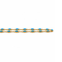 22.36 Ct. Blue Turquoise Bezel Necklace, 22K Gold Plated Silver Image
