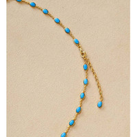 22.36 Ct. Blue Turquoise Bezel Necklace, 22K Gold Plated Silver Life Style