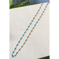 22.36 Ct. Blue Turquoise Bezel Necklace, 22K Gold Plated Silver Life Style
