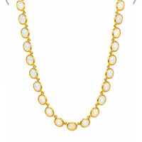 49.50 Ct. Multi Color Opal Bezel Necklace, 22K Gold Plated Silver Image