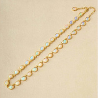 49.50 Ct. Multi Color Opal Bezel Necklace, 22K Gold Plated Silver Life Style