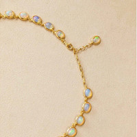 49.50 Ct. Multi Color Opal Bezel Necklace, 22K Gold Plated Silver Life Style