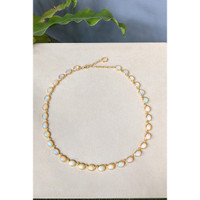 49.50 Ct. Multi Color Opal Bezel Necklace, 22K Gold Plated Silver Life Style