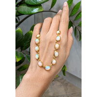 49.50 Ct. Multi Color Opal Bezel Necklace, 22K Gold Plated Silver Life Style