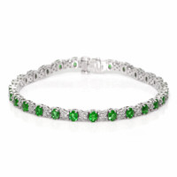 7.63 Ct.Tw.Total Carat Weight Emerald and Natural Diamond Tennis/Line Bracelet, Platinum 600 Video