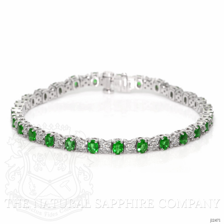 7.63 Ct.Tw. Emerald and Natural Diamond Tennis/Line Bracelet, Platinum 600
