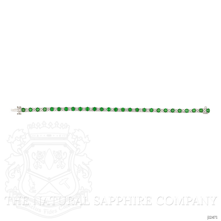 7.63 Ct.Tw. Emerald and Natural Diamond Tennis/Line Bracelet, Platinum 600
