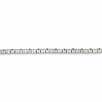 7.63 Ct.Tw.Total Carat Weight Emerald and Natural Diamond Tennis/Line Bracelet, Platinum 600 Image