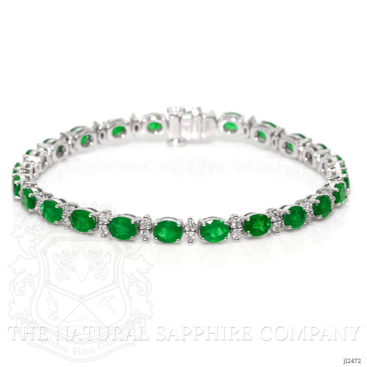 7.63 Ct.Tw. Emerald and Natural Diamond Tennis/Line Bracelet, Platinum 600