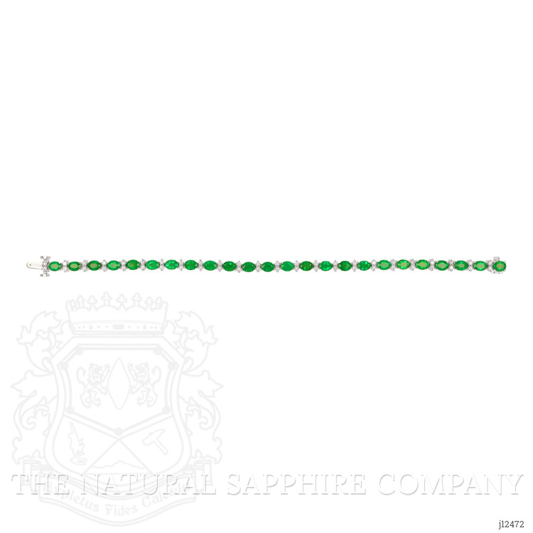 7.63 Ct.Tw. Emerald and Natural Diamond Tennis/Line Bracelet, Platinum 600