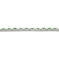 7.63 Ct.Tw.Total Carat Weight Emerald and Natural Diamond Tennis/Line Bracelet, Platinum 600 Image