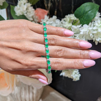 7.63&nbsp;Ct.Tw.Total Carat Weight Emerald and Natural Diamond Tennis/Line Bracelet, Platinum 600 Life Style