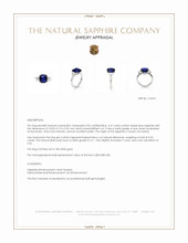 4.47 Ct. Blue Sapphire and Natural Diamond Three Stone Ring, 18K White Gold Appraisal