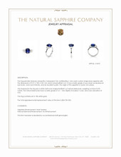 4.04 Ct. Blue Sapphire and Natural Diamond Three Stone Ring, 18K White Gold Appraisal