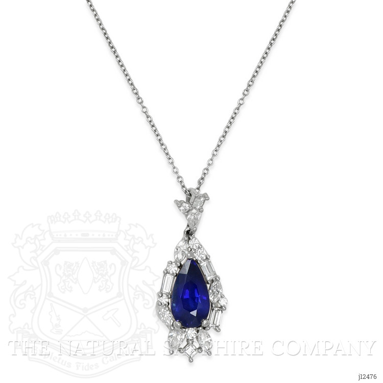 2.62 Ct. Blue Sapphire and Natural Diamond Halo Pendant, Platinum 950