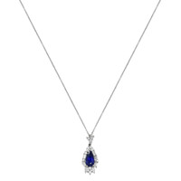 2.62 Ct. Blue Sapphire and Natural Diamond Halo Pendant, Platinum 950 Image