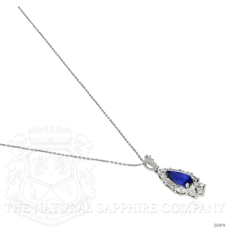 2.62 Ct. Blue Sapphire and Natural Diamond Halo Pendant, Platinum 950