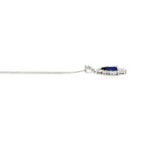 2.62 Ct. Blue Sapphire and Natural Diamond Halo Pendant, Platinum 950 Image