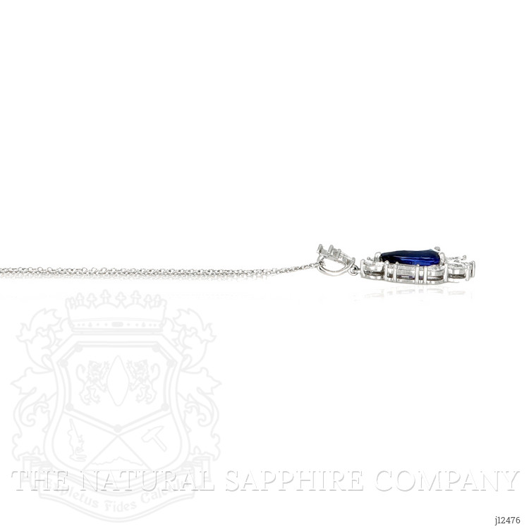 2.62 Ct. Blue Sapphire and Natural Diamond Halo Pendant, Platinum 950