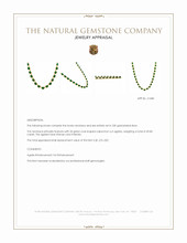 49.83 Ct. Green Agate Bezel Necklace, 22K Gold Plated Silver Appraisal