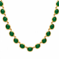 49.83 Ct. Agate 22K Gold Plated Silver necklace