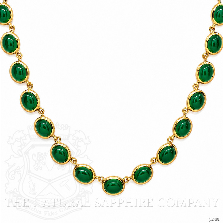 49.83 Ct. Green Agate Bezel Necklace, 22K Gold Plated Silver