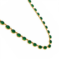 49.83 Ct. Green Agate Bezel Necklace, 22K Gold Plated Silver Image