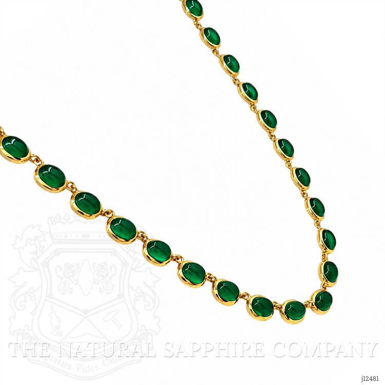 49.83 Ct. Green Agate Bezel Necklace, 22K Gold Plated Silver