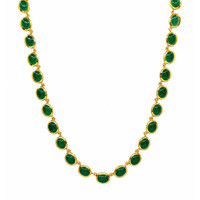 49.83 Ct. Green Agate Bezel Necklace, 22K Gold Plated Silver Image