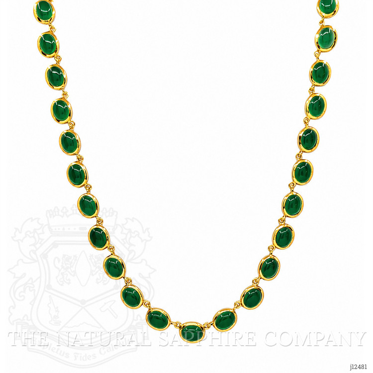 49.83 Ct. Green Agate Bezel Necklace, 22K Gold Plated Silver