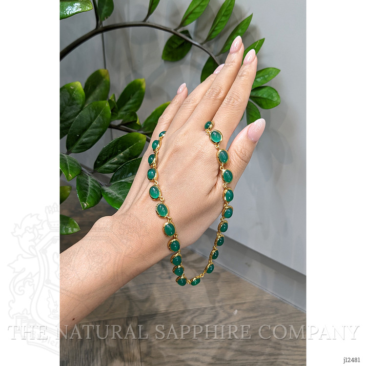 49.83 Ct. Green Agate Bezel Necklace, 22K Gold Plated Silver