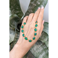 49.83 Ct. Green Agate Bezel Necklace, 22K Gold Plated Silver Life Style