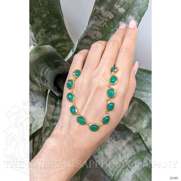 49.83 Ct. Green Agate Bezel Necklace, 22K Gold Plated Silver