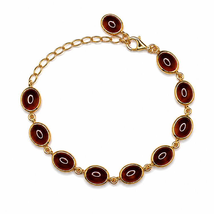 20.60 Ct.Tw. Red Garnet Bezel Bracelet, 22K Gold Plated Silver