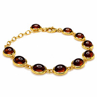 20.60&nbsp;Ct.Tw.Total Carat Weight Red Garnet Bezel Bracelet, 22K Gold Plated Silver Image