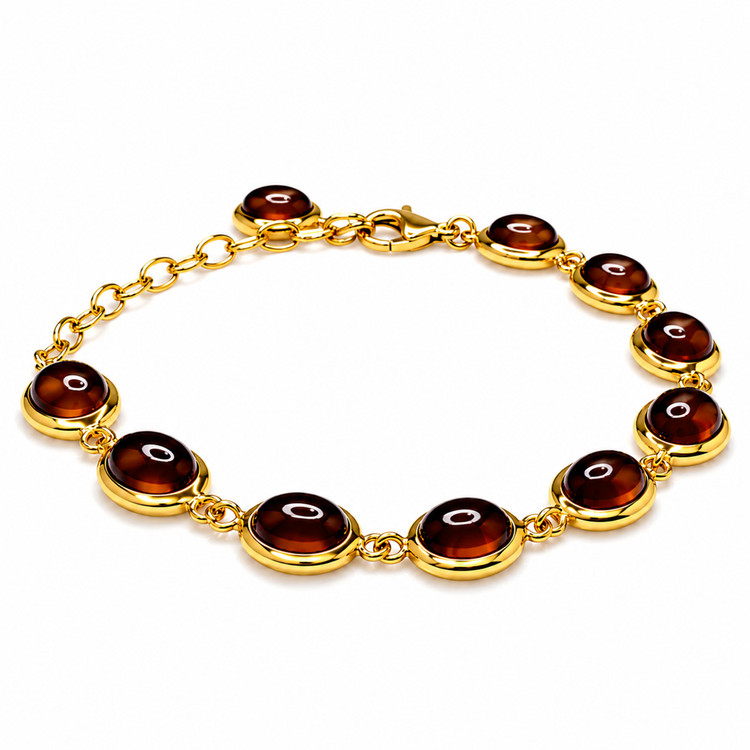 20.60 Ct.Tw. Red Garnet Bezel Bracelet, 22K Gold Plated Silver