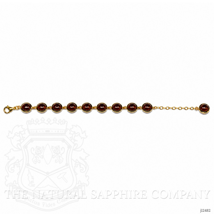 20.60 Ct.Tw. Red Garnet Bezel Bracelet, 22K Gold Plated Silver