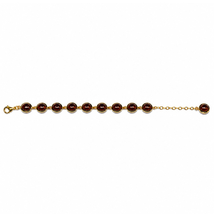 20.60 Ct.Tw. Red Garnet Bezel Bracelet, 22K Gold Plated Silver
