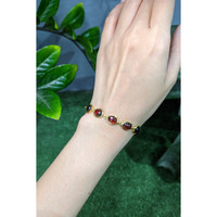 20.60&nbsp;Ct.Tw.Total Carat Weight Red Garnet Bezel Bracelet, 22K Gold Plated Silver Life Style