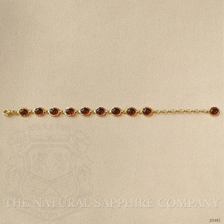 20.60 Ct.Tw. Red Garnet Bezel Bracelet, 22K Gold Plated Silver