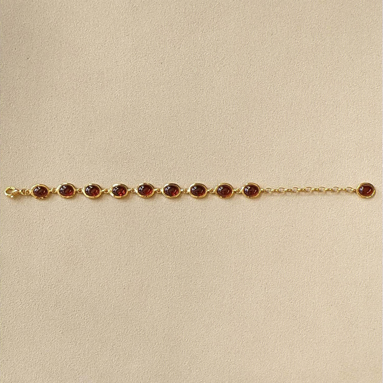 20.60 Ct.Tw. Red Garnet Bezel Bracelet, 22K Gold Plated Silver