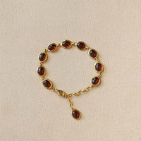20.60&nbsp;Ct.Tw.Total Carat Weight Red Garnet Bezel Bracelet, 22K Gold Plated Silver Life Style