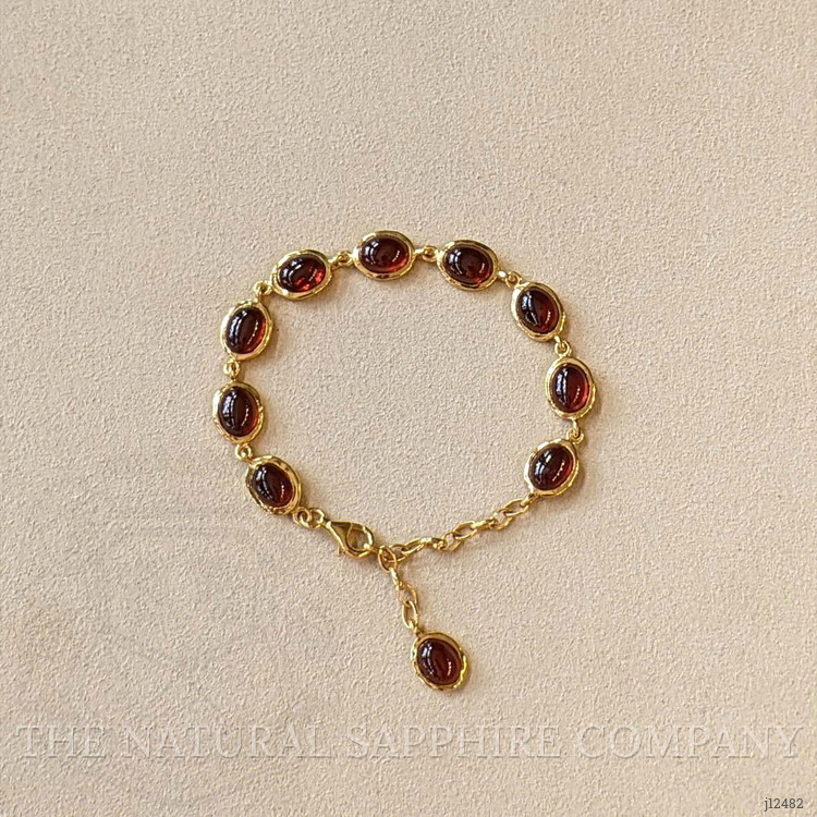 20.60 Ct.Tw. Red Garnet Bezel Bracelet, 22K Gold Plated Silver