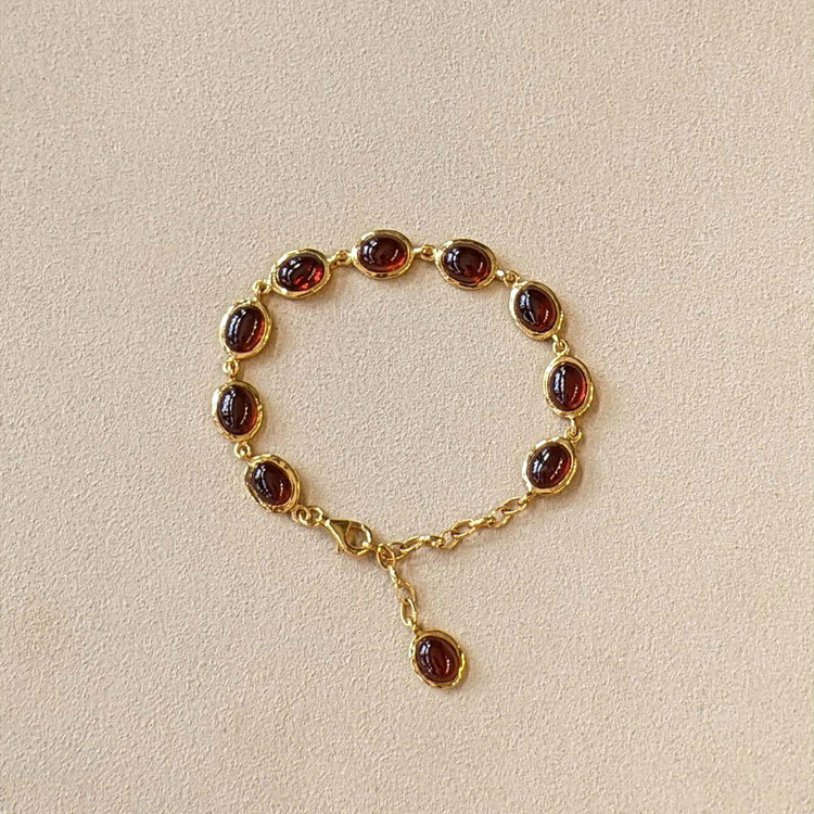20.60 Ct.Tw. Red Garnet Bezel Bracelet, 22K Gold Plated Silver