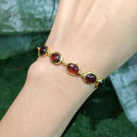 20.60&nbsp;Ct.Tw.Total Carat Weight Red Garnet Bezel Bracelet, 22K Gold Plated Silver Life Style