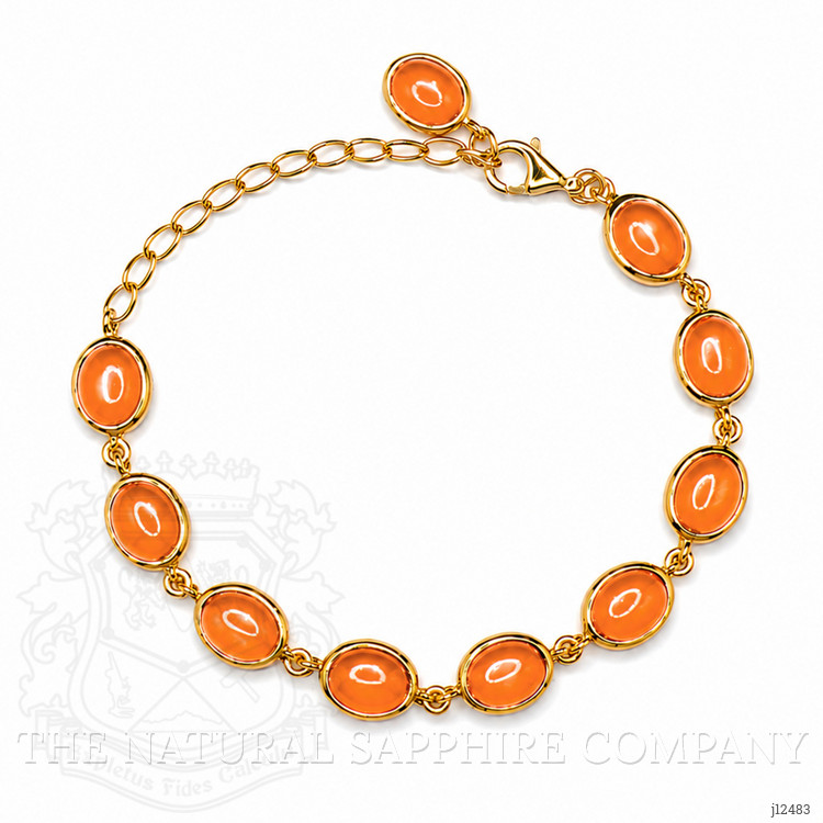 14.60 Ct.Tw. Orange Opal Bezel Bracelet, 22K Gold Plated Silver