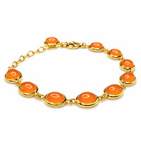 14.60 Ct.Tw.Total Carat Weight Orange Opal Bezel Bracelet, 22K Gold Plated Silver Image