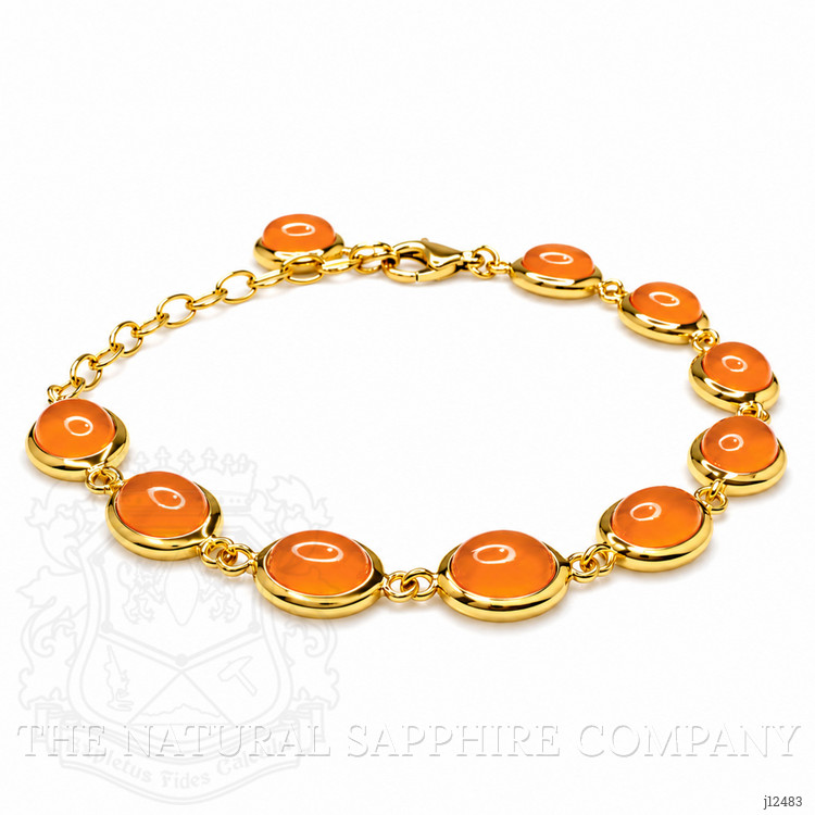 14.60 Ct.Tw. Orange Opal Bezel Bracelet, 22K Gold Plated Silver
