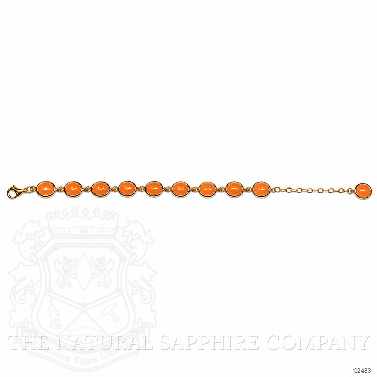 14.60 Ct.Tw. Orange Opal Bezel Bracelet, 22K Gold Plated Silver