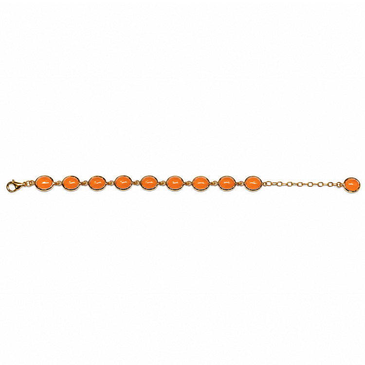 14.60 Ct.Tw. Orange Opal Bezel Bracelet, 22K Gold Plated Silver